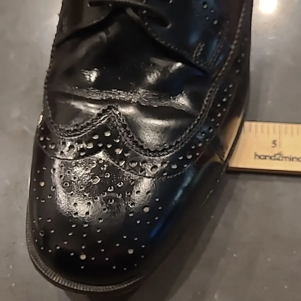 Nunn Bush sz 9M mens dress leather flex shoes, wing Tip, black
